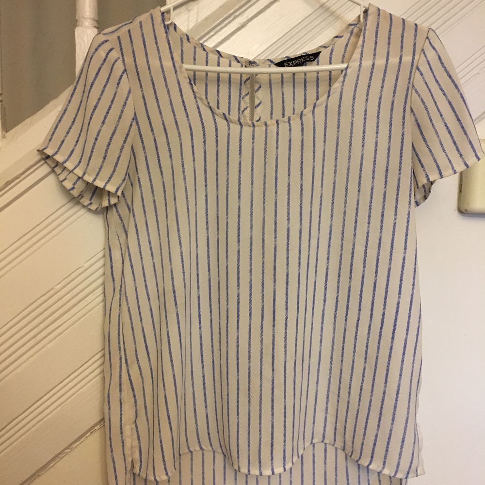 Blue & White Striped Work Top